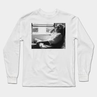 Anthony Bourdain on the Train Pencil Drawing Long Sleeve T-Shirt